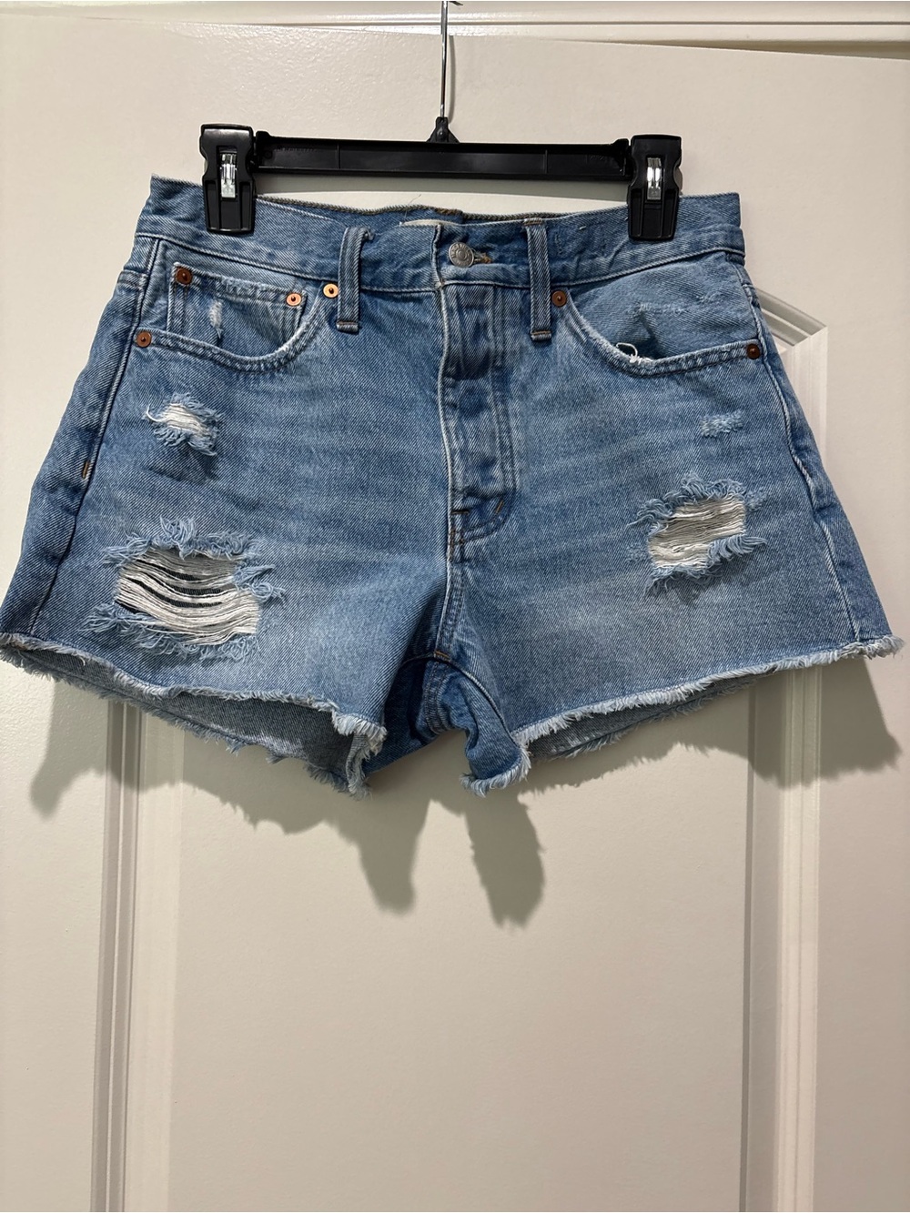 Madewell Light Blue Distressed Cutoff Denim Shorts